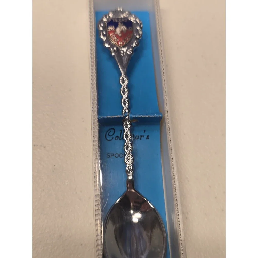 Vintage Texas Lone Star State Collectible Silver Tone Souvenir Spoon